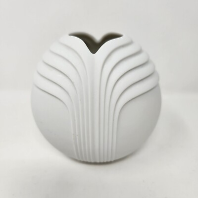 #ad Rosenthal Studio Line Art Deco Matte White Porcelain Vase Lines Germany round $85.49