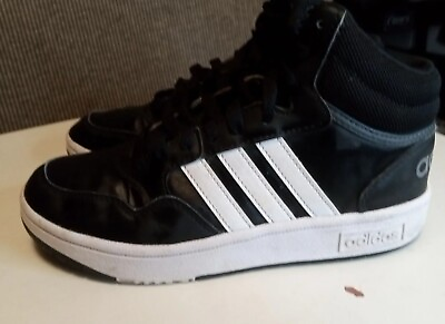 #ad Adidas High Top Leather Boys US Size 4 Black And White. $19.99