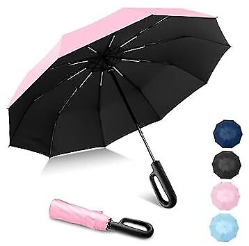 Travel Umbrella Large Windproof Umbrellas for Rain amp; Sun Light Portable Pink $29.41