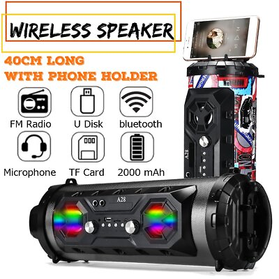#ad Portable LED bluetooth Speaker Wireless Boombox Stereo Bass FM Rad $42.85