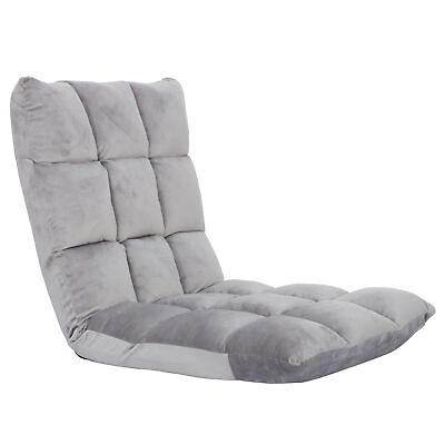 #ad Adjustable Floor Chair Memory Foam Gaming Sofa Seat with Back Support Grey $43.58