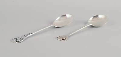 Evald Nielsen Danish silversmith two large beautiful Art Nouveau sugar spoons $300.00