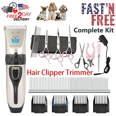 Professional Mute Pet Dog Electric Hair Clipper Trimmer Shaver amp; 7quot; Scissors Kit $19.99