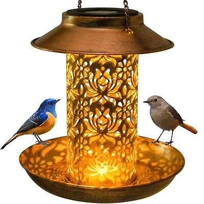 #ad Solar Bird Feeder Outdoors Hanging Wild Bird Feeder for Cardinals Garden Light $14.99