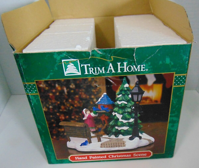 Trim A Home Christmas Village Little Girl with blue bird bench $52.79