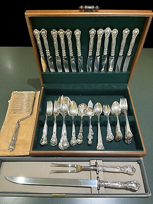 #ad Gorham Chantilly Sterling Silver Flatware 80 pieces 12 place settings Case $3550.00