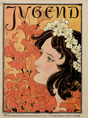 OTTO ECKMANN JUGEND Cover Girl Among Flowers NEW Fine Art Giclee Print $10.99