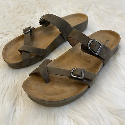 Eastland Womens Tiogo Brown Leather Strap Sandals Cork Shoes Sz 9 M $29.00