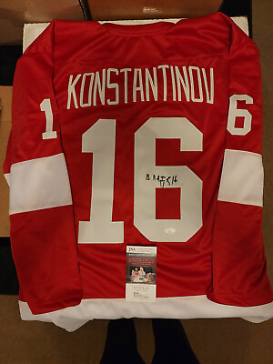 #ad #ad Vladimir Konstantinov Custom Detroit Red Autographed Jersey JSA COA $127.49