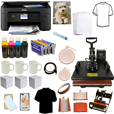 #ad 5 in1 Sublimation Heat Press Dye Ink Printer Tshirts Mug Hat Plate Startup Kits $499.99