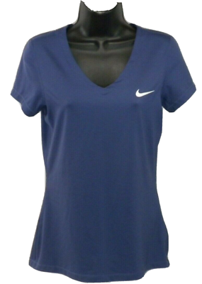 #ad Nike Womens Base Layer T shirt Top M Purple Victory Dri Fit Short Sleeve Stretch $13.99
