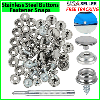 62pcs Stainless Steel Fastener Snap Press Stud Cap BUTTON Marine Boat Canvas Set #ad $7.79