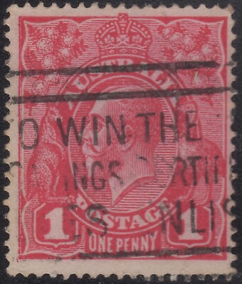 #ad Australia KGV 1d red SW VIII 13 “distorted ONE PENNYquot; used 2 AU $18.99