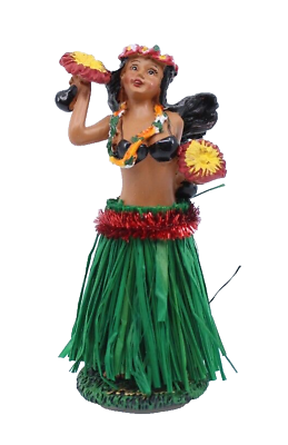 #ad #ad Hawaiian Hula Lady with #x27;Uli#x27;uli Mini Dashboard Doll 4quot; Car Doll Green Skirt $13.16
