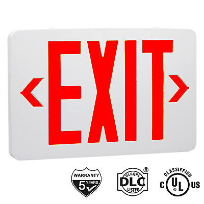 #ad Red LED Emergency Exit Light Sign AC 120V 277V LED Lamp ABS Fire Resistance UL $17.99
