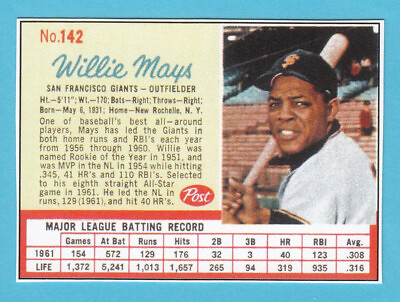 #ad 2022 1962 Cereal Card #142 Willie Mays San Francisco Giants $9.95