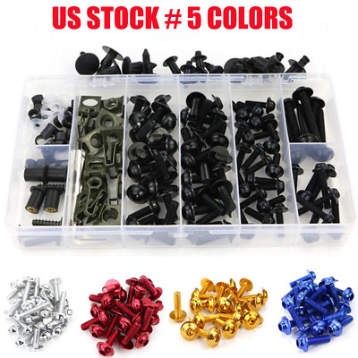 #ad Multi color CNC Motorcycle Complete Fairing Bolts Kit Bodywork Screws Nuts Black $18.99