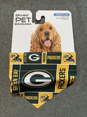 #ad NFL Green Bay Packers Pet Bandanna Sparo Size M 14” 20” NEW $7.95