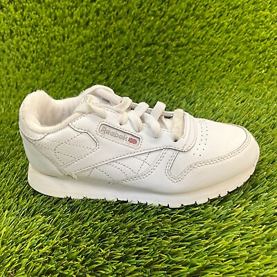#ad Reebok Classic Leather Boys Size 13C White Athletic Walking Shoes Sneakers 50171 $39.99