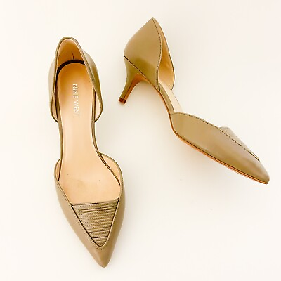 Nine West nude leather pointed toe kitten high heels Beige #ad $18.00
