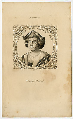 Antique Print CHRISTOPHER COLUMBUS AMERICA Anonymous ca. 1860 $107.50