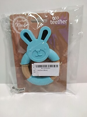 Earth Kind Baby Blue Eco Teether Organic Round Bunny Rabbit New $4.00