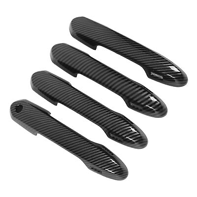 #ad 4Pcs Car Exterior Door Handle Panel Glossy Carbon Fiber Style Outer Handle Cov⁺ $19.49
