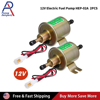 #ad 2 Packs 12V Electric Fuel Pump HEP 02A Universal Inline Low Pressure Gas Diesel $15.49