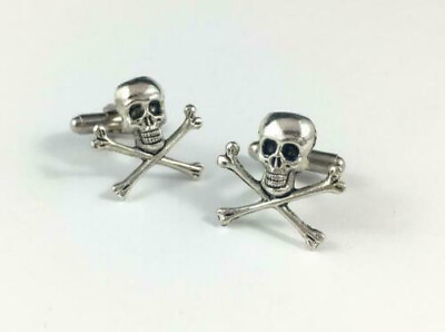 #ad #ad Attractive Skull And Crossbones Men#x27;s Fantastic Cufflinks With White Gold Finish $259.00