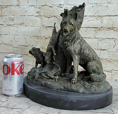 #ad Hunting Dogs English Bulldog Shepherd Statue Figurine Bronze Sculpture Figure NR $799.00