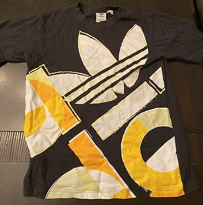 Adidas T Shirt Trefoil Logo Graffiti Black DV3287 Mens Size Medium $12.00