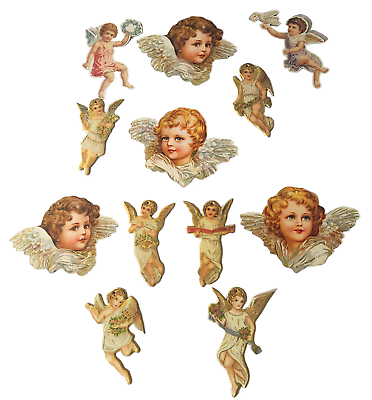 #ad Vintage Merrimack amp; Shackman Cardboard ANGEL Decorations Ornaments Lot of 12 $36.00
