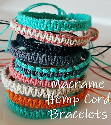 #ad Macrame Hemp Cord Bracelet Boho Surf Beach Yoga Bracelet NEW CHOOSE UR COLOR $4.50