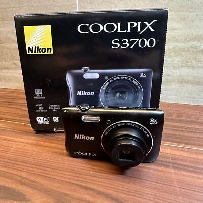 #ad Nikon COOLPIX S3700 Digital Camera BLACK Box battery amp; charger Good $208.94