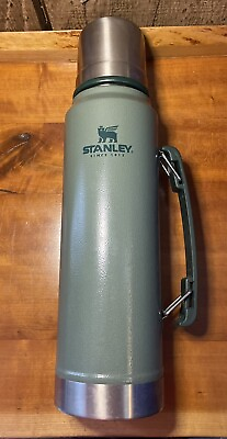 #ad Stanley Thermos Green 1.1 Quart 1 Liter Vacuum Seal Bottle Hot Cold $19.99