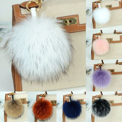 #ad Bag Accessory Fur Ball Pompom Keychain 15 cm Bag Charm Keyring Pendant Clothes $17.07