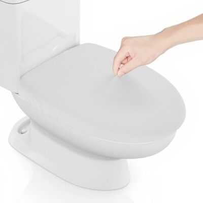 Stretch Spandex Toilet Lid Cover Thick Toilet Seat Cover for Bathroom White $26.31