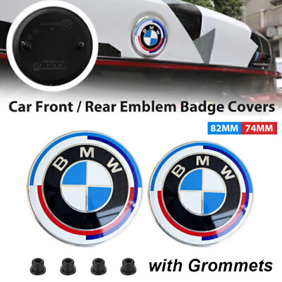 #ad 2PCS Front Hood amp; Rear Trunk 82mm amp; 74mm Badge Emblem For BMW 50th Anniversary $9.98