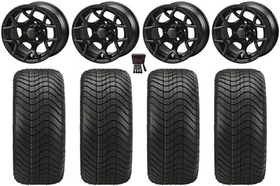 #ad LSI Ninja 14quot; Golf Wheels Matte Black Elite 215x35 14 Tires Yamaha $699.60