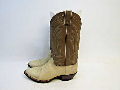 #ad Justin 8048 Mens Size 9.5 D Brown Beige Wildebeest Leather Cowboy Western Boots $132.99
