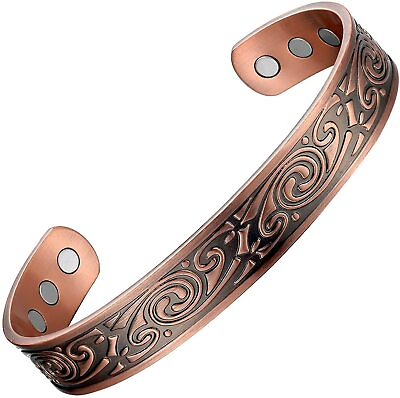 #ad Mens Copper Bracelets Viking Pattern 99.9% Pure Copper Magnetic Bracelet Gifts $51.25