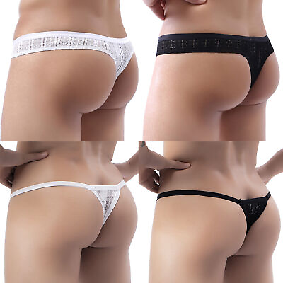 #ad Mens Lace G string Sexy Sissy Thongs Bikini Briefs Shorts Lingerie Underwear $6.99