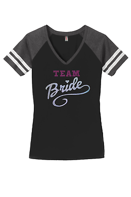 #ad Women#x27;s Bridal Bachelorette Party Team Bride T Shirt Ladies Shirt S 4XL V Neck $31.49