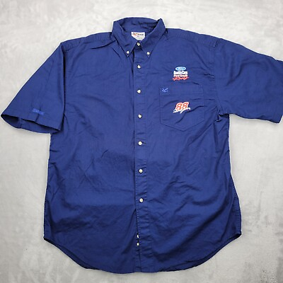 #ad Vintage NASCAR Shirt Mens XL Button Up Collar Dale Jarrett Ford Race Team Adult $28.97