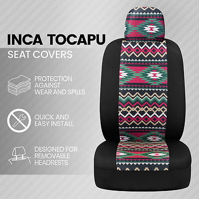 BDK 2 Pack Front Seat Covers Pink Inca Print Easy Install Universal Fit $29.50