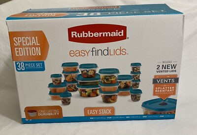 #ad Rubbermaid Storage Containers With Vent Easy Find Lids Teal 38 Pc Set NIB $24.99