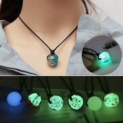 #ad Glow in the Dark Natural Stone Bead Pendant Necklace Chain Women Men Jewelry Hot AU $2.09