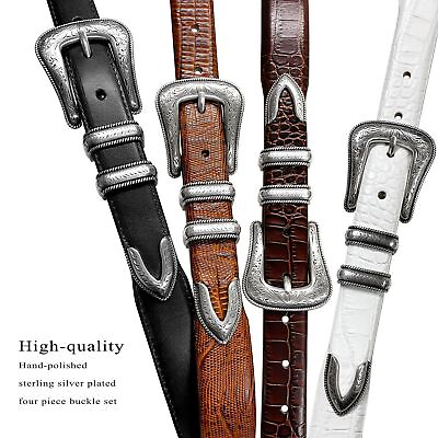 #ad Brenton Designer Dress Belt with Western Silver Plated Buckle Set 1 1 8quot; Wide $36.95