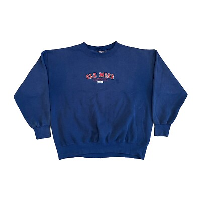 Vintage Ole Miss Sweatshirt Men’s XL 90s Blue Fleece Jansport Distressed Rebels $24.99