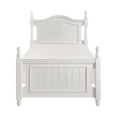 #ad Classic White Finish 1pc Twin Size Poster Bed Wooden Traditional Bedroom $681.80